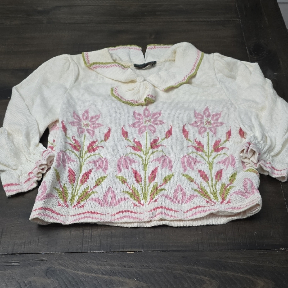 Vtg Cullinane Cotton Shoulder Pad Sweater Largr